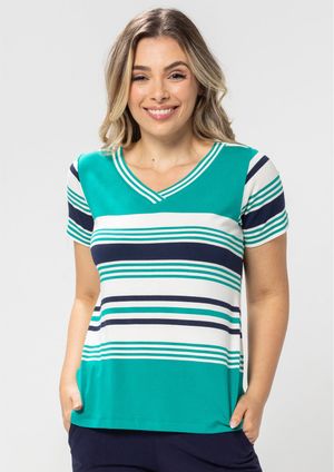 Blusa Pau a Pique Listrada Verde