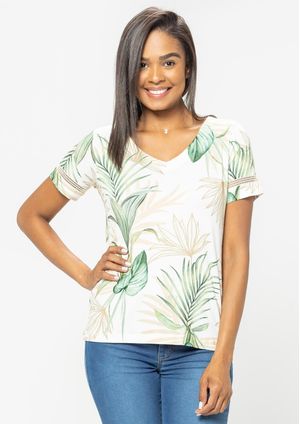 Blusa Pau a Pique Estampada Verde