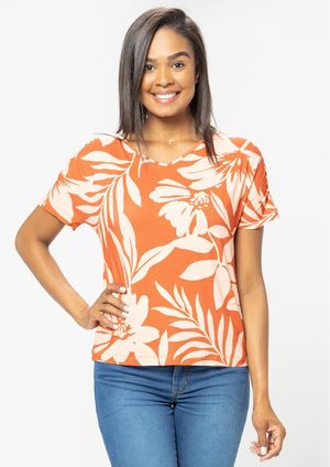Blusa Pau a Pique Estampada Laranja