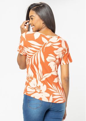 Blusa Pau a Pique Estampada Laranja