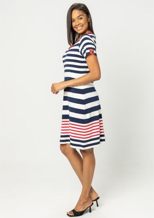 Vestido Pau a Pique Listrado Azul Marinho