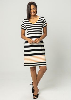 Vestido Pau a Pique Listrado Preto