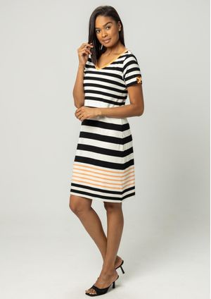 Vestido Pau a Pique Listrado Preto