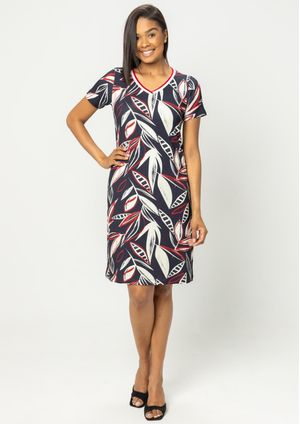 Vestido Pau a Pique Estampado Azul Marinho