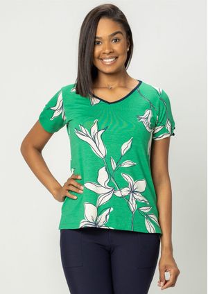 Blusa Pau a Pique Estampada Verde