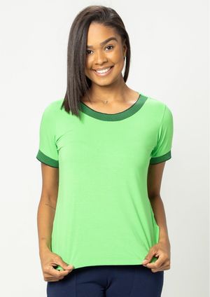 Blusa Manga Curta Pau a Pique Básica Verde