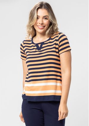 Blusa Manga Curta Pau a Pique Listrada Papaia