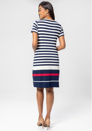 Vestido Pau a Pique Listrado Azul Marinho