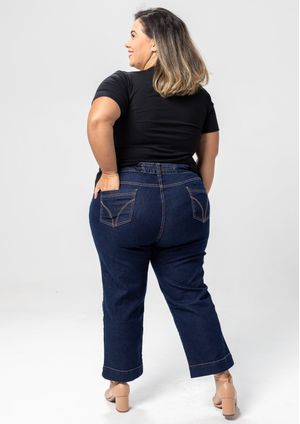 Calça Corsário Pau a Pique Básica Jeans Escuro