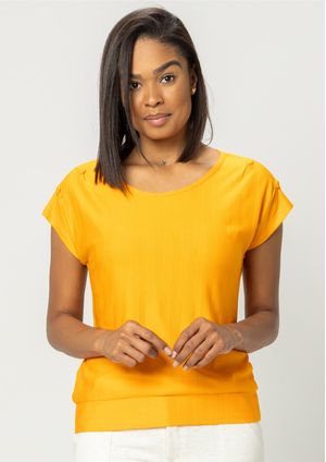 Blusa Pau a Pique Manga Japonesa Laranja