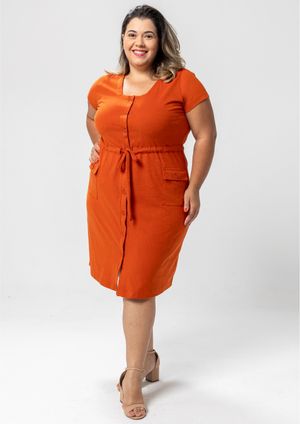 Vestido Pau a Pique Algodão Básico Telha
