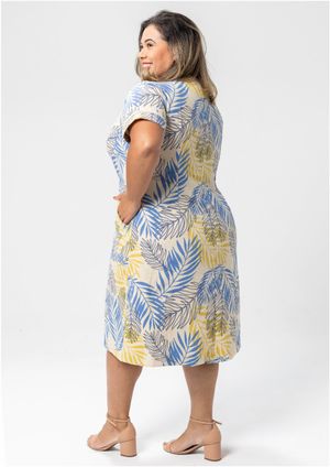 Vestido Pau a Pique Algodão Estampado Azul