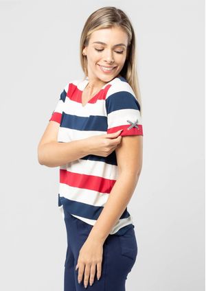 Blusa Pau a Pique Listrada Vermelho