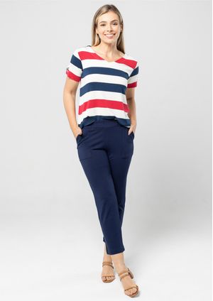 Calça Capri Pau a Pique Básica Azul Marinho