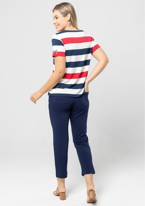 Calça Capri Pau a Pique Básica Azul Marinho
