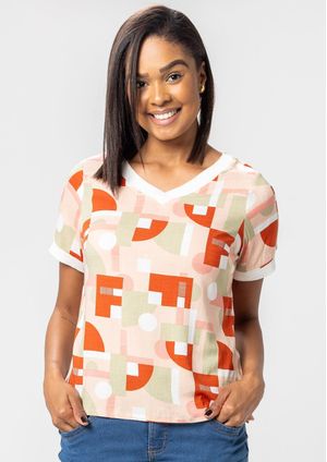 Blusa Pau a Pique Estampada Salmom