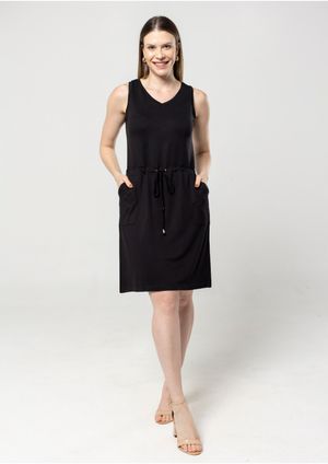 Vestido Pau a Pique Regata Básico Preto