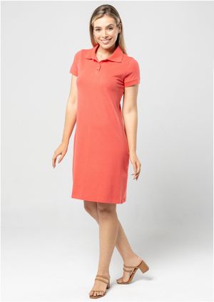 Vestido Básico Pau a Pique Polo Coral