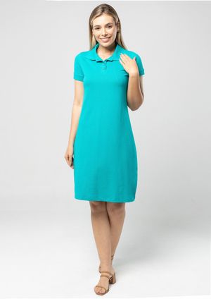 Vestido Básico Pau a Pique Polo Azul Turquesa
