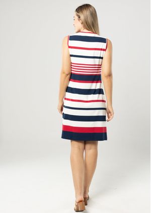 Vestido Regata Pau a Pique Listrado Vermelho