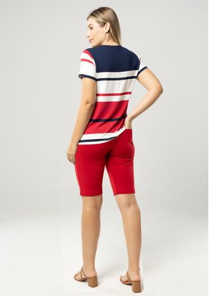 Bermuda Pau a Pique Básica Vermelho