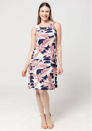 Vestido Pau a Pique Estampado Vermelho