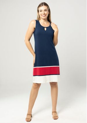 Vestido Pau a Pique Regata Listrado Azul Marinho