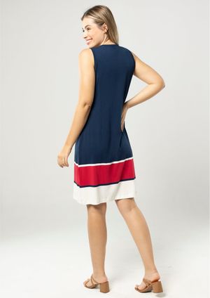Vestido Pau a Pique Regata Listrado Azul Marinho