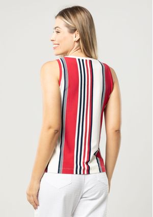 Regata Pau a Pique Listrada Vermelho