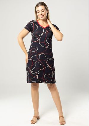 Vestido Pau a Pique Estampado Vermelho