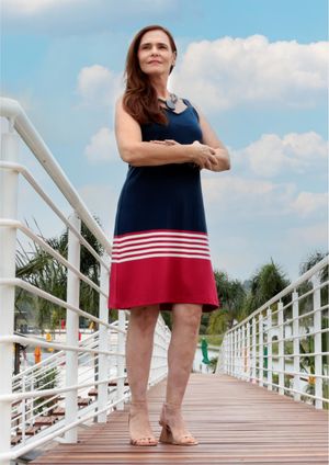 Vestido Pau a Pique Listrado Vermelho