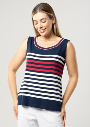 Regata Pau a Pique Listrada Vermelho