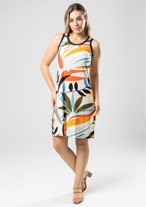 Vestido Pau a Pique Estampado Off White