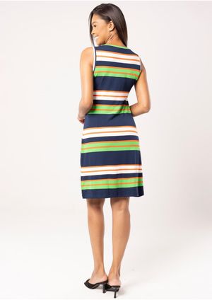 Vestido Pau a Pique Regata Listrado Verde