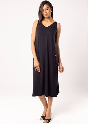 Vestido Midi Pau a Pique Regata Preto