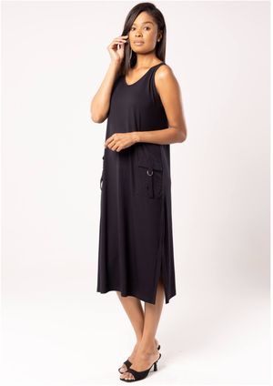 Vestido Midi Pau a Pique Regata Preto