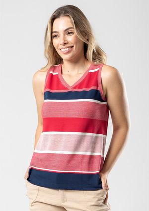 Regata Pau a Pique Listrada Vermelho