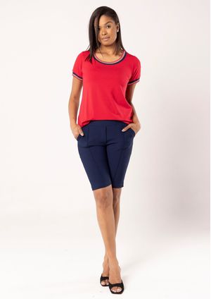 Bermuda Pau a Pique Básica Azul Marinho