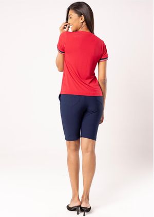 Bermuda Pau a Pique Básica Azul Marinho