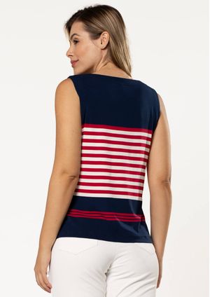 Regata Pau a Pique Listrada Vermelho