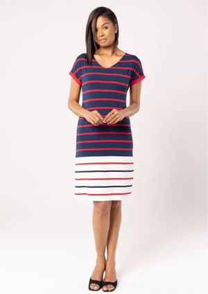 Vestido Pau a Pique Listrado Vermelho