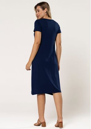 Vestido Pau a Pique Básico Azul Marinho