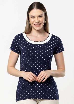 Blusa Pau a Pique Poá Azul Marinho