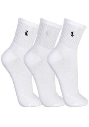 Kit 3 Meias Cano Médio Lupo  - Branco - 03245 | Pau a Pique