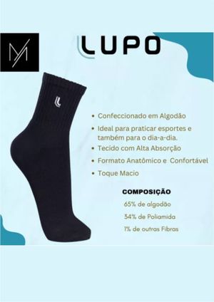 Kit 3 Meias Cano Médio Lupo  - Branco - 03245 | Pau a Pique