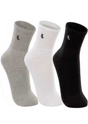 Kit 3 Meias Cano Médio Lupo - Preto/Cinza/Branco - 03248 | Pau a Pique