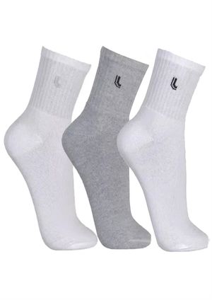 Kit 3 Meias Cano Médio Lupo - Cinza/Branco - 03245 | Pau a Pique