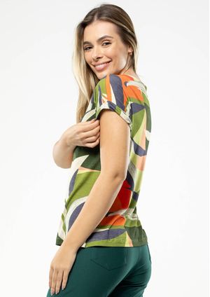Blusa Pau a Pique Estampada Verde