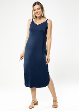 Vestido Midi Pau a Pique Regata Azul Marinho