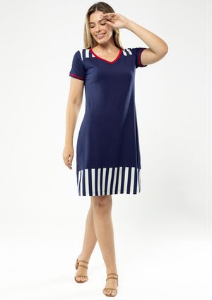 Vestido Pau a Pique Básico Azul Marinho